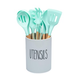 Heartland Home Kitchen Utensil Holder for Countertop. White Porcelain Cooking Large Spatula Holder and Cooking Spoon Holder. White Kitchen Decor and Farmhouse Gifts.