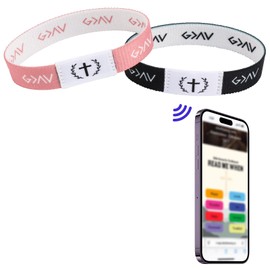 FIDWALL 2pcs Wearable Bible Verse Wristbands with NFC,Daily Bible Verse Bracelet,Christian Scripture Bracelets for Men,Women,and Teens,Ideal for Personal Reflection (Mood Verses)