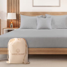 Luxury Egyptian Cotton Fitted Sheet - Soft, Comfy 1000 TC Sateen Weave, 16" Deep King Size - Light Gray