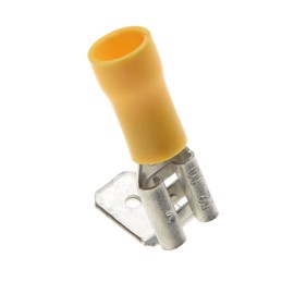 6.35mm Crimp Terminal Multi Stack Disconnector, Pack Of 100-24A, Yellow, Heat Shrink Spade Connectors, Double Quick Disconnect, PVC Semi-Insulated Piggyback Splice Male/Female