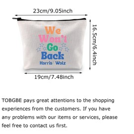 TOBGBE Vote Merchandise Madam Presidential Election We Won't Go Back Quote Zipper Pouch Womens Power (Not Back)