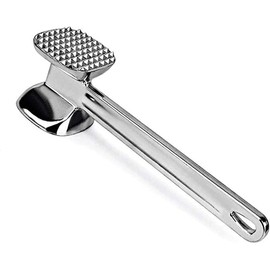Silver Aluminum Alloy Meat Tenderizer Hammer Double Sided Tender Meat Mallet Tenderiser Spiked & Flat Hammer for Steak, Chicken, Fish, Pork, Beef Kitchen Cooking Tool