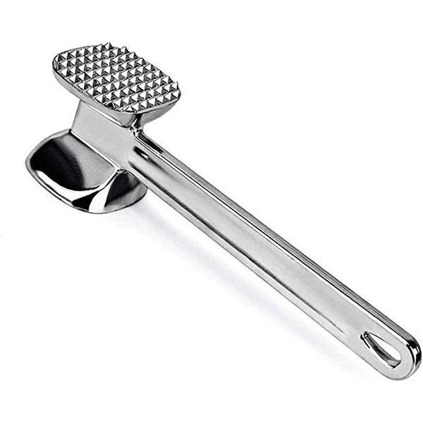 Silver Aluminum Alloy Meat Tenderizer Hammer Double Sided Tender Meat
