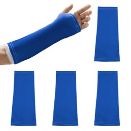 4 Packs Ice Silk Arm Cast Cover Sleeve Protectors for Arms Cast Sleeve Decorations for Adult Arm Protection Sleeves for Cast Wound Breathable & Cool (Pure Blue)