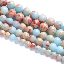 12MM 30PCS Blue Sea Sediment Impression Jade Spacer Loose Beads for Jewelry Making DIY Bracelet Necklace