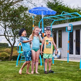Plum Play Umbrella Sprinkler for Kids - Outdoor Water Play Sprinklers, Toddler Outdoor Toys, Durable Backyard Water Park with Splash, Summer Toys for Kids, Fun Games for Adults/Family (Fountain Tower)