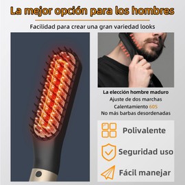 MITEGELO Peine eléctrico para hombres, plancha para barba compacta con peine, calentamiento iónico para proteger barba y 2 niveles de calentamiento ajustables, ideal para peinado y aseo diario de barba