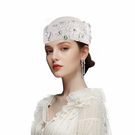 Auto Gele African Head Tie of Nigeria ASO Oke Headwraps Hat Turban Wedding Party Handmade Elegant Hair Wear Cap for Women (US, Alpha, One Size, Medium, White)