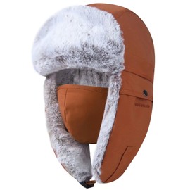 GADIEMKENSD Winter Ushanka Trapper Hats with Ear Flap Chin Strap Unisex, camel