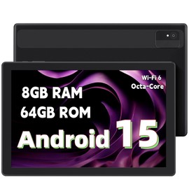 Android Tablet - 10 Inch Tablet for Adults with Octa-Core CPU, 8GB RAM, 64GB ROM, 1TB Expandable Storage, Dual Camera, 2.4G/5G Wi-Fi 6 - Android 15 Tablets with Protective Case, Black