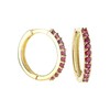 9ct Yellow Gold Ruby Hoop Huggie Earrings - 15mm Diameter