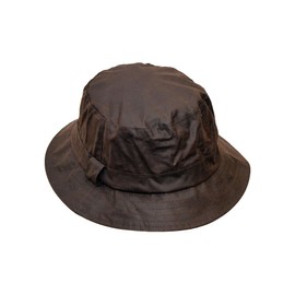 WALKER AND HAWKES - Olive 100% British Waxed Cotton Millerain Fabric Hanford Bucket Hat Unisex - Brown - XL (60cm)