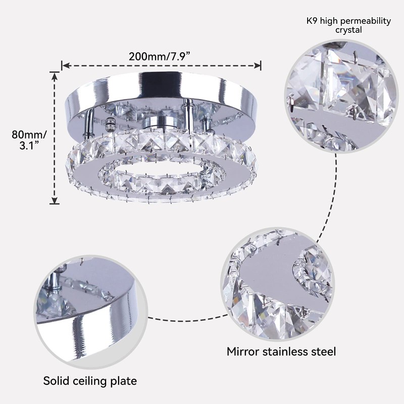 diisunbihuo Modern Mini Led Chandelier Semi Flush Mount Crystal Lighting