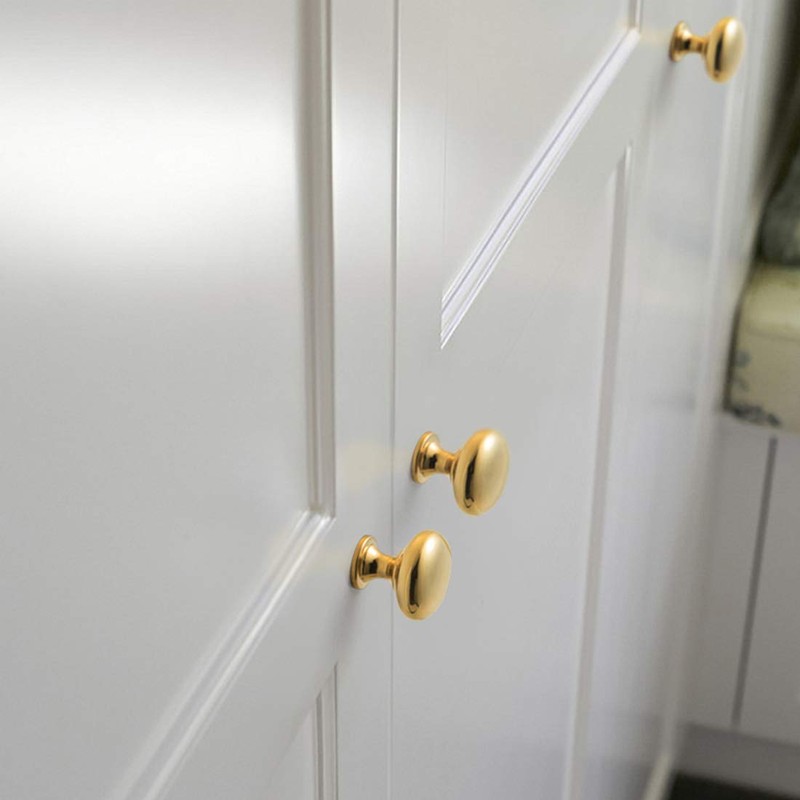 Probrico 10 Pack Kitchen Door Knobs Single Hole Gold Cabinet