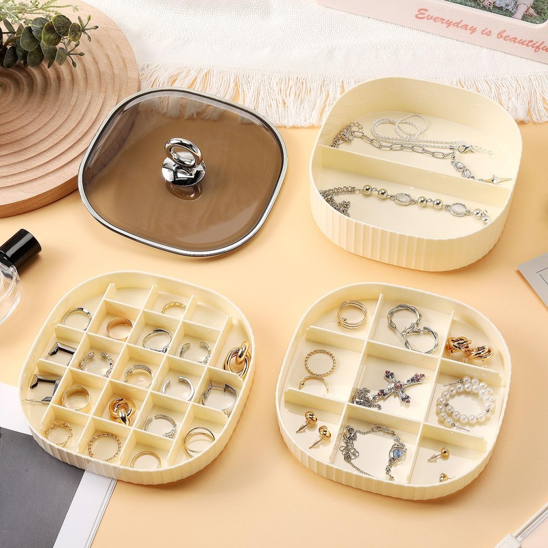 Sunkaioo Earring Organizer,Stackable 3-Layers Clear Jewelry Box with Lid,Stud Earring
