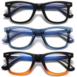 bullabulling Retro Square Oversized Reading Glasses for Women Blue Light Blocking Computer Readers Spring hinge (black/blue/black tea, 1.75, multiplier_x)