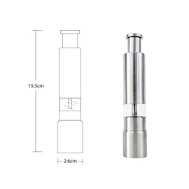 Ilios Innova | Molinillo de sal y pimienta manual molino para especias de acero inoxidable rellenable | Salero y pimentero | Molino de sal de pistón