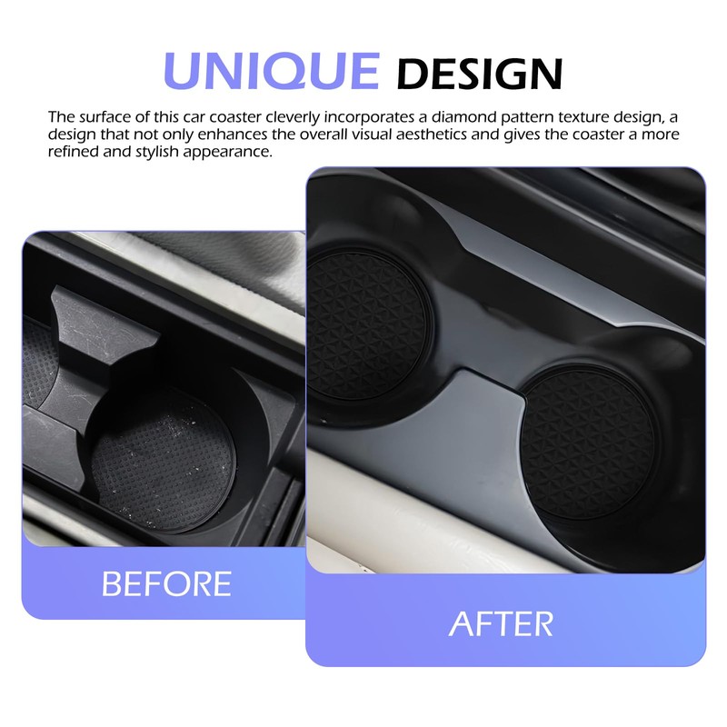 Zikefest 4PCS Car Cup Holder Coasters, Silicone Anti-Slip Insert Coasters,