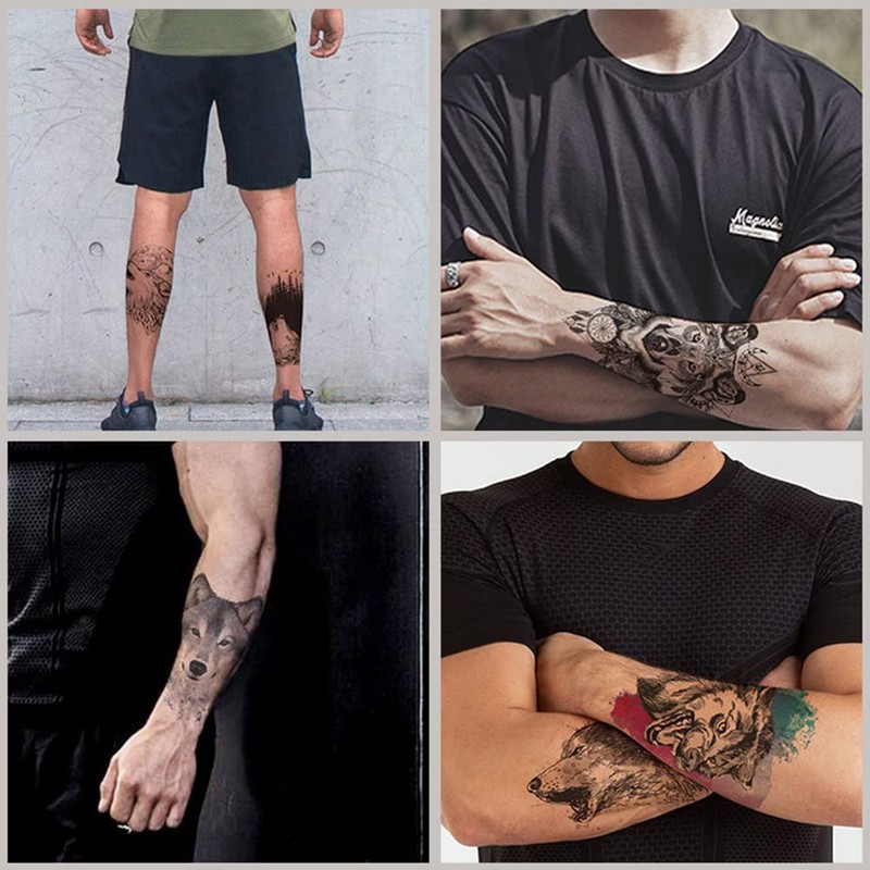 Gwolf 24 Sheets Wolf Tattoo Temporary Personality Wolf Tattoo Sticker