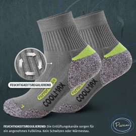 Piarini 2 Pairs of Coolmax Hiking Socks Summer Short, Breathable, Anti-Blisters & Blisters - Outdoor Trekking Socks Women Men - Size 35-38 to 47-50, gray, 47 - 50