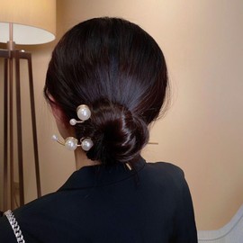 XINGNIAO 2 Pieces Metal Hair Pins French Pearl Hairpin Metal Hair Pins Hairstyle for Women and Girls