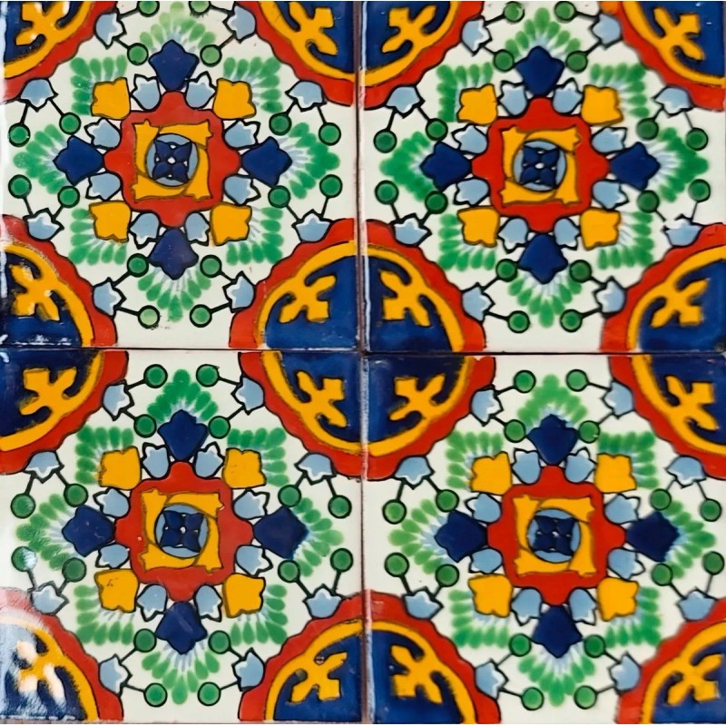 Escanver 40 Piezas Azulejo De Talavera 10x10 Cm Diferentes Colores