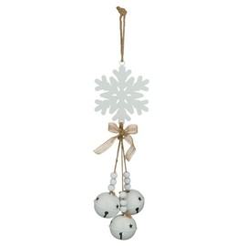 Regal Art & Gift Hanging Bell Ornament Set for Indoor and Outdoor Winter Decor | Seasonal Metal Bell Arrangement with Jute and Acrylic Details for Doorway, Porch, or Mantel Display | Snowflake