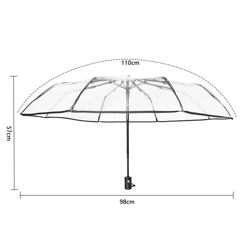 Wisebom Transparent Umbrella Automatic Folding Clear Umbrella Tri-fold 8 Ribs