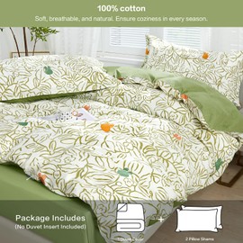 SAPHREAS Botanical Green Vines Duvet Cover Set King Size 3pcs Plant Leaves Bedding Comforter Cover Set Garden Style 1 Duvet Cover 2 Pillow Shams, Comforter Not Included