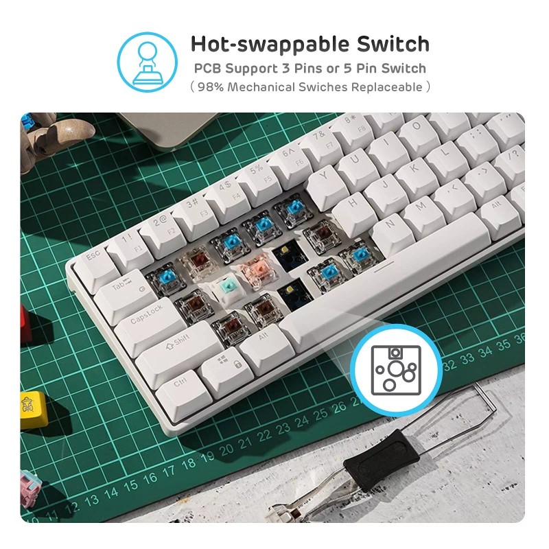 RK ROYAL KLUDGE RK61 Wireless 60% Mechanical Gaming Keyboard, Ultra-Compact