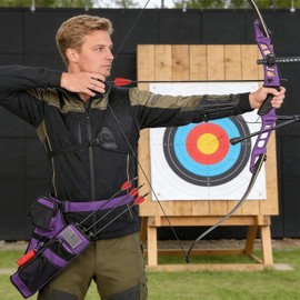 XTACER 3 Tube Hip Quiver Hunting Training Camo Archery Arrow Quiver Holder Bow Belt Waist hanged Target Quiver (Purple -3 Tube)