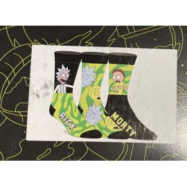 Bioworld NIB Mens Bioworld Rick And Morty 3 Pair Multi Crew Socks Sz 10-13 Fits 8-12 Shoe