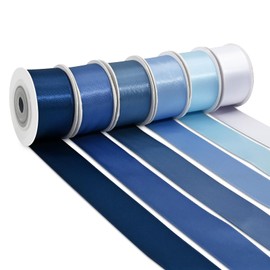BVIEAKD Double Sided Dusty Blue Ribbon 26 mm Wide 6 Rolls Total 27 Meters Long Perfect for Crafts Wedding Decorations Bow Making Art Sewing and More