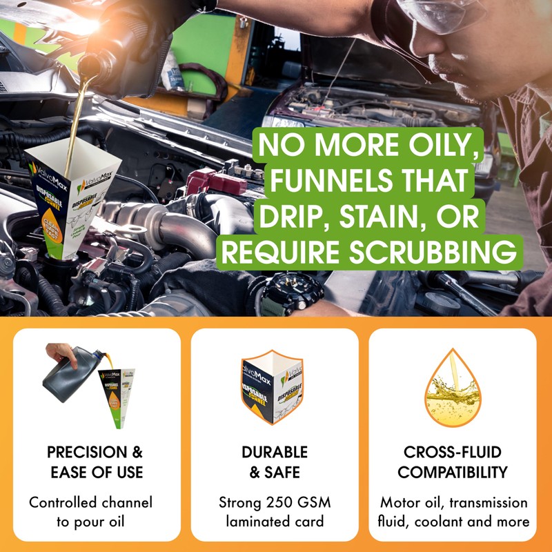 ValvoMax Disposable Funnels, 12-Pack (8oz) – Glossy Cardstock Paper Funnels