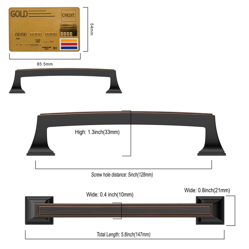 Amerdeco 10 Pack Oil Rubbed Bronze Cabinet Pulls 5 Inch(128mm)