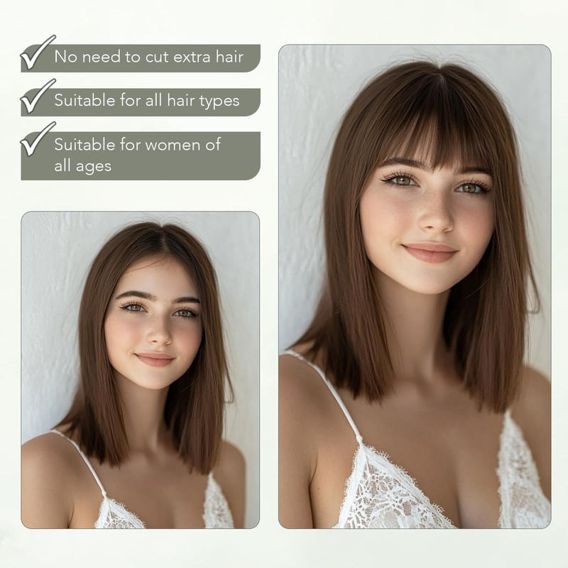 Clip in Fringe Human Hair Jet Black Bangs Fringe Clip