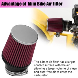CILOYU Performance 62mm Air Filter Adapter Kit Replacement for Baja DoodleBug DB30 Coleman RB100 Predator 79cc 97cc 105cc Motovox MBX10 MBX11 Monster Mega Moto MMB80 Lifan GX100 Engine Mini Bike Parts
