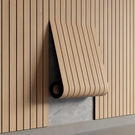 Peel and Stick PVC Slat Wall Panel 236"x15.75" Self-Adhesive Thick Faux Oak Wood Grain Wallpaper Panel 3D Soundproof Wall Panels for Walls & Ceilings