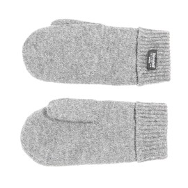 EEM Women's Winter Gloves, Mittens, 100% Soft Wool, Thinsulate Thermal Lining, grey melange