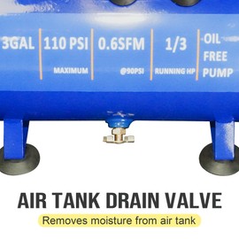 AEOLUS A Air Compressor, 3 Gallon Max 110 PSI Portable Oil Free Tank and Ideal for Painting, Inflation and other pneumatic tools.