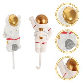 Gadpiparty 4 Pcs Assorted Color Astronaut Wall Hooks, Heavy Duty, Resin, Wall Mount, Space, Sci-Fi Theme, Kitchen, Living Room, Bedroom, Bathroom, Decoration
