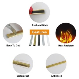 STICKGOO 10-Pack Peel and Stick Trim for Backsplash Tile Edge, 12" Tile Edge Trim Self-Adhesive Liner for Corner Decor in Gold