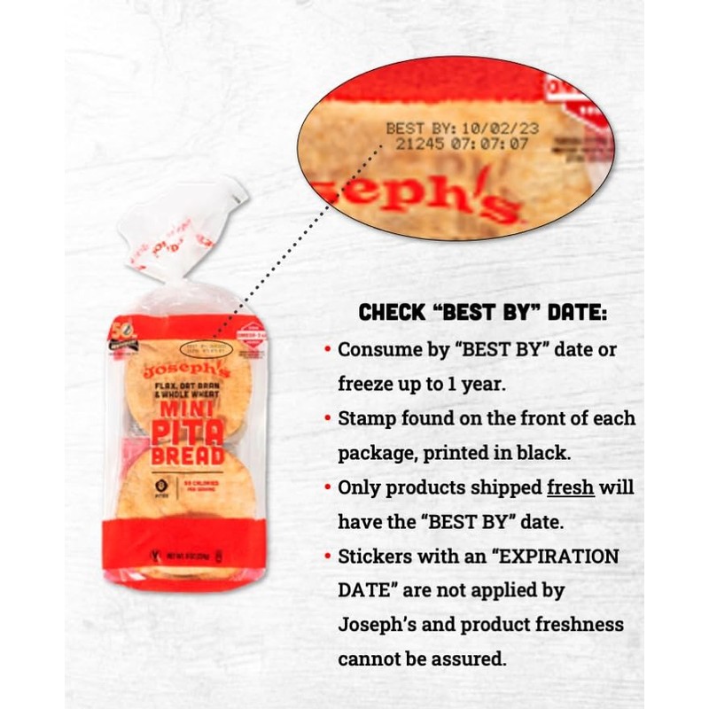 Joseph's Low Carb Mini Pita Bread 3-Pack, Flax Oat Bran