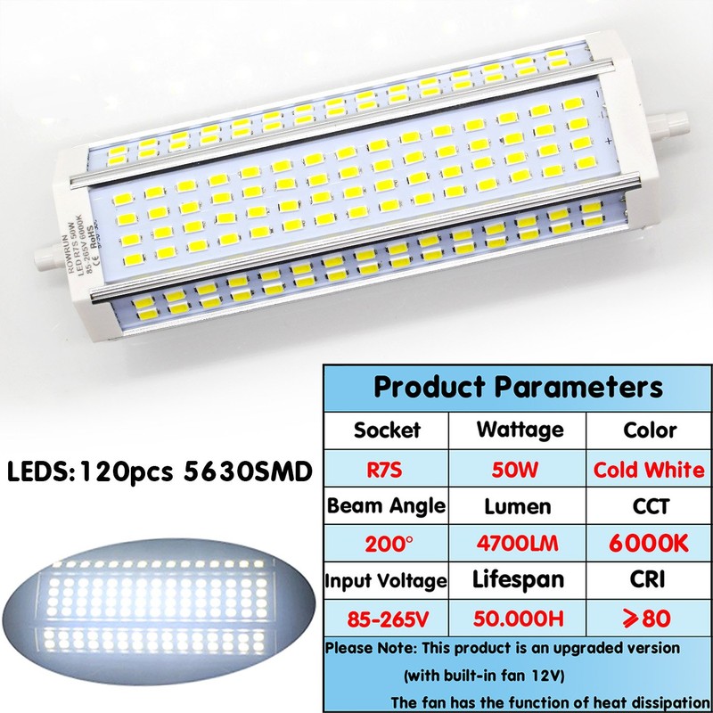 R7S LED 189mm 50W Non Dimmable Daylight White 6000K Type
