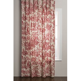 Maison d' Hermine The Miller 100% Cotton Curtain One Panel for Living Rooms Bedrooms Offices Tailored with a Rod Pocket and Loop for Easy Hanging (Red, 50 Inch by 124 Inch ).