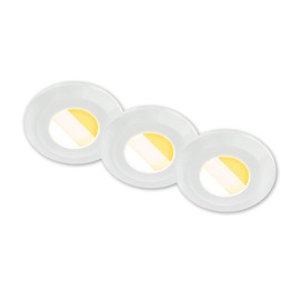 BRILONER - Set di 3 faretti da incasso per bagno a LED 230V Alloggiamento 50% riciclato, cambio temperatura colore, IP44, Ra90, LED spot, piatto, 68mm, 90x30mm (DxH), Bianco