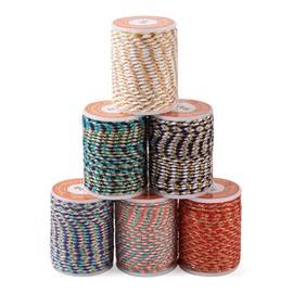 Beadthoven 1.5mm Braided Cord, 25.8 Yards Colorful Beading Bracelet Strings Metallic Cord Chinese Knotting Cord Rope Macrame Cord Rainbow Craft String for Jewelry Making DIY Craft