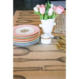 Hester and Cook Paper Table Runner - Kraft Cutlery Disposable Wide Table Runner for Parties or Weddings - American Made