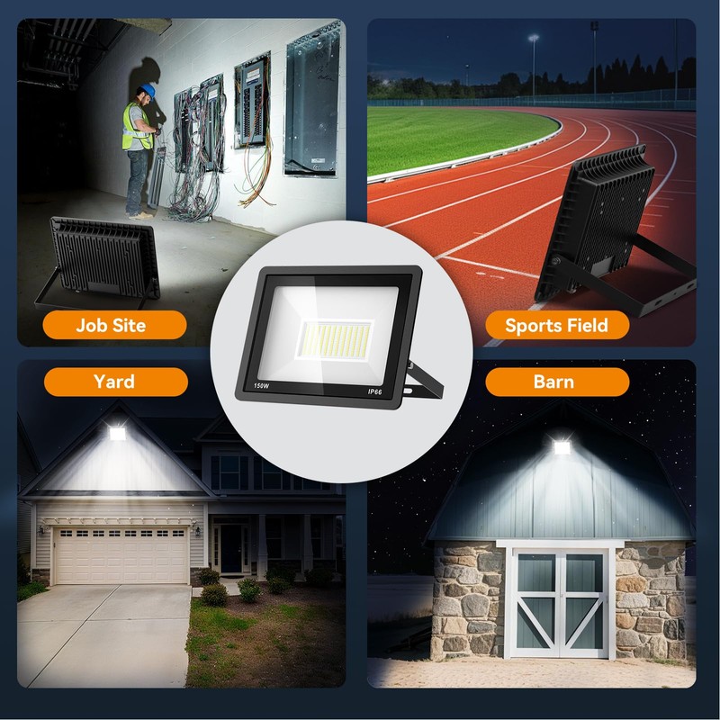 AIKVSXER 150W Flood Lights Outdoor, 21000lm Bright LED Work Light