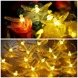 Dragonfly String Lights for Patio, Twinkle Fairy Lights for Indoor 20 LED 10ft Decorative Strand Battery Powered with 2 Modes for Bedroom Wedding Birthday Party Christmas Decor (Warm White)